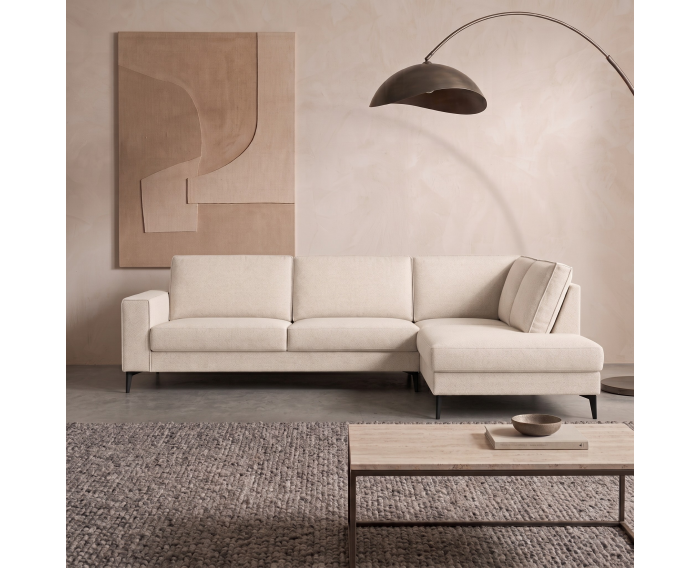Hoekbank Laren met eiland rechts - Holms Beige - 249x210 cm