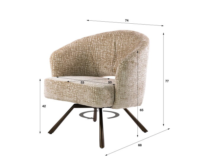 Fauteuil Salon Cross draaibaar - Monti zand-bruin