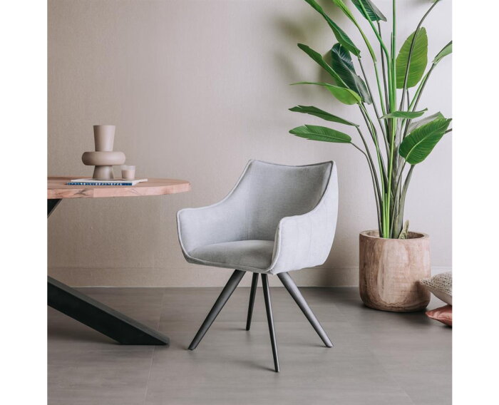 Riviera Armstoel - fabric Brego 02 light grey (draaibaar)