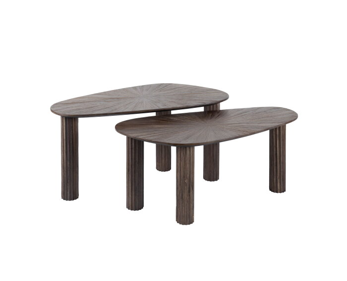 Salontafel set/2 hoekvormig Maya teak - Teak rust brown