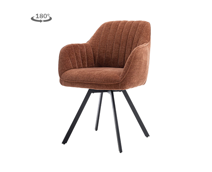 Eetkamerstoel Bruno draaibaar - stof nature 500 Pearl copper