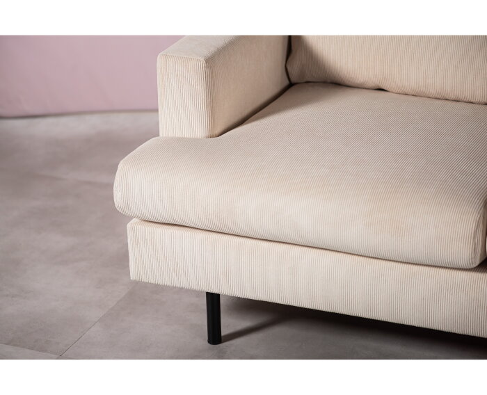 By-Olaf Hoekbank Caspian met Chaise Longue - hoek links/rechts - Ribstof fjord Beige – 218x152 cm