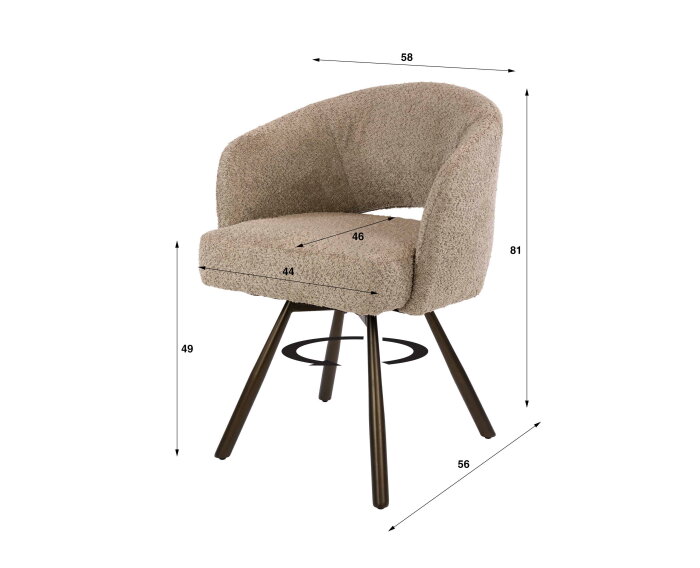 Armstoel Salon Cross draaibaar VPE2 - Boucl&eacute; zand-bruin