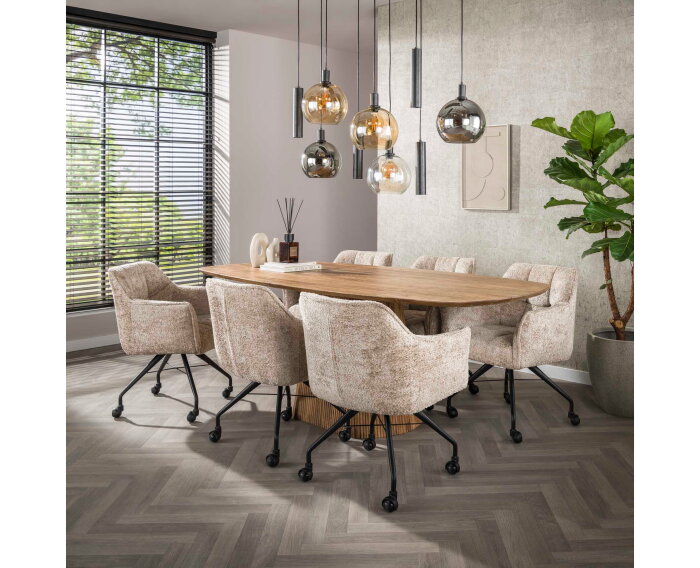 Armstoel wieltjes Raster VPE2 - Savelle Zandkleur