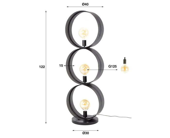 Vloerlamp 3L ring geperforeerd - Charcoal