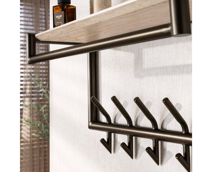 Kapstok Terra XS roede-hoedenplank - Melamine travertine