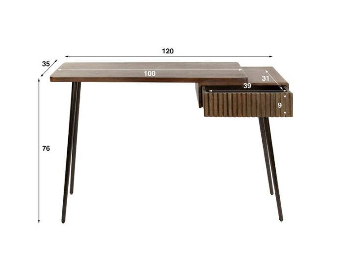 Haltafel Carve - Massief acacia drift brown