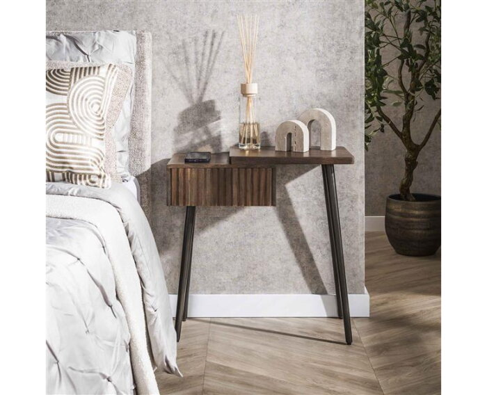 Nachtkastje rechts Carve - Massief acacia drift brown