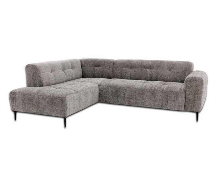 Hoekbank Viano Links stof Bella 15 Donkergrijs gem&ecirc;leerd - 255x200x84 cm - modern