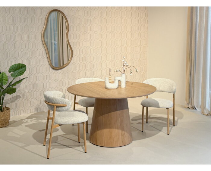 Eettafel Novero rond eiken Naturel &ndash; 130x130x76 cm