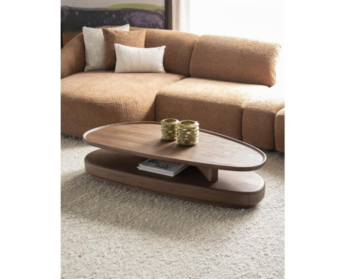 Eleonora Salontafel Nino organisch 140x65cm - bruin - Japandi