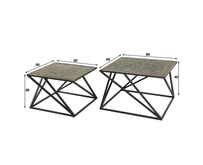 Salontafel set/2 X cross metallic - Brons antiek