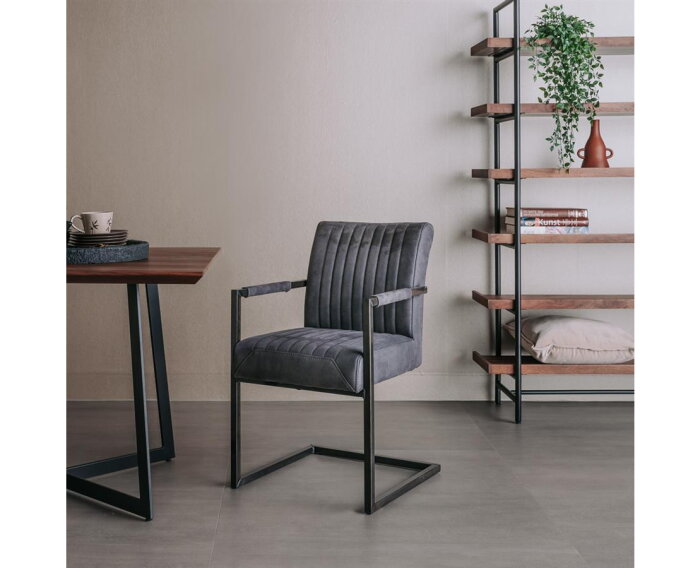 Eetkamerstoel Ferro met armleuning - Antraciet | Towerliving