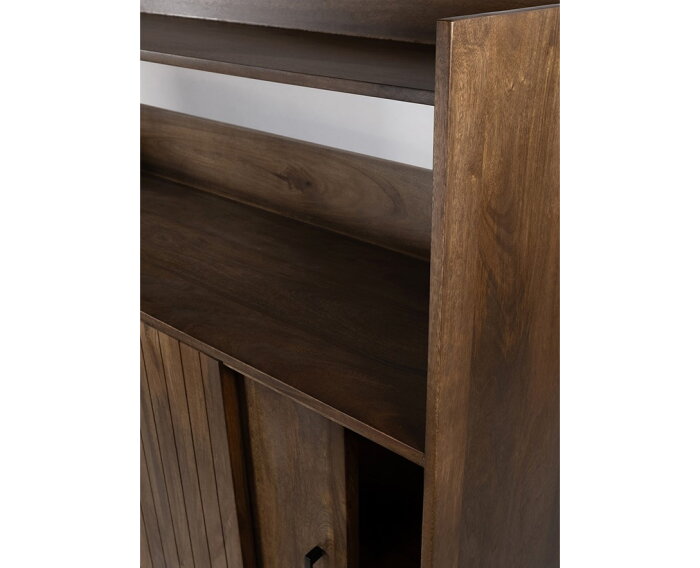 Barkast 160 met 2 schuifdeuren en 3 lades, Mango Brown Walnut - Vrystaat Collection