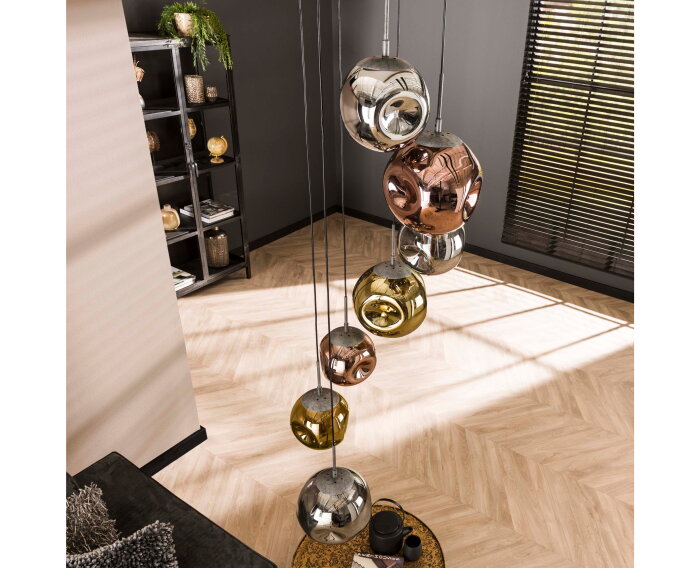Hanglamp Stellar getrapt 7-lichts - Oud zilver