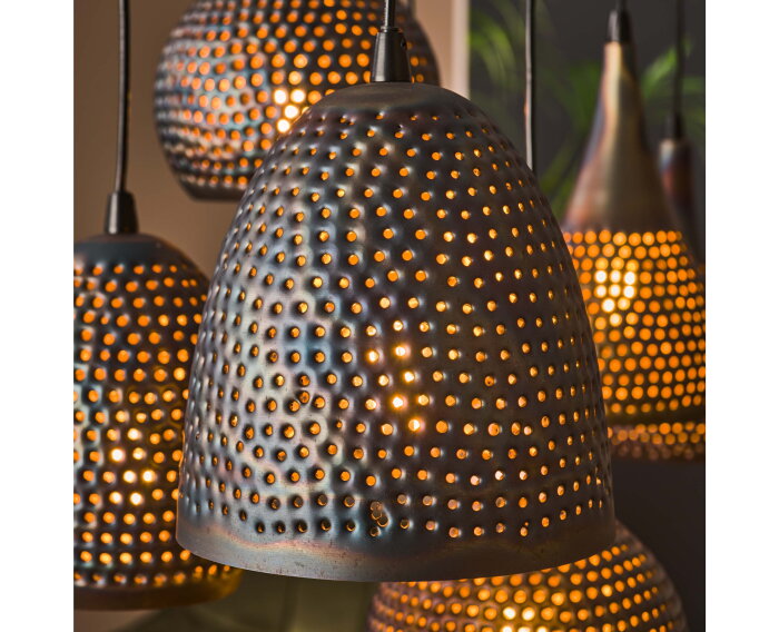 Hanglamp Punch mix 7 lampen - Zwart bruin
