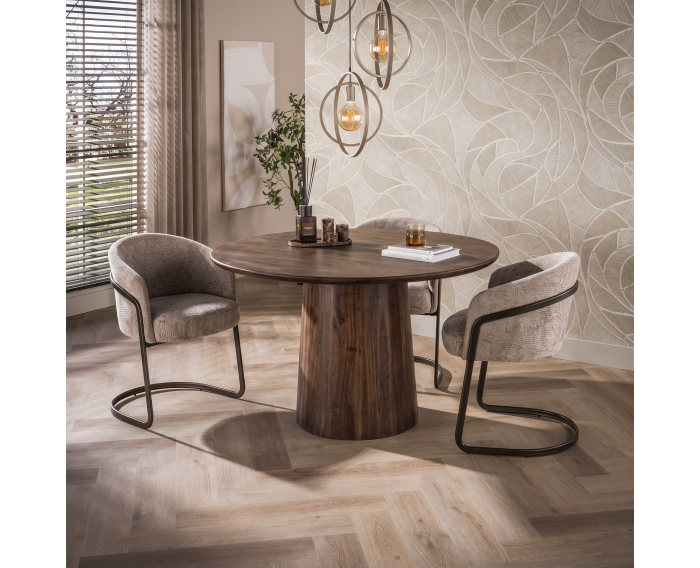 Eettafel Jade rond acaciahout &Oslash;130x77 cm - Bruin - Japandi