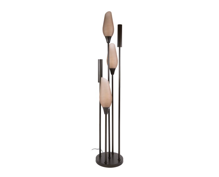 Vloerlamp Cocoon 5-lichts Frosted Sienna bruin &ndash; hotel chique design - 35x35x178 cm