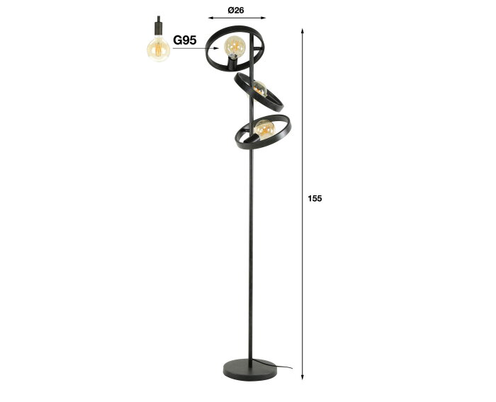 Vloerlamp Hover 3 lampen - Charcoal