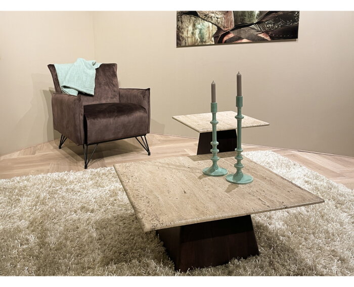 Salontafel Valentino vierkant travertin 75x75 cm | Livingfurn