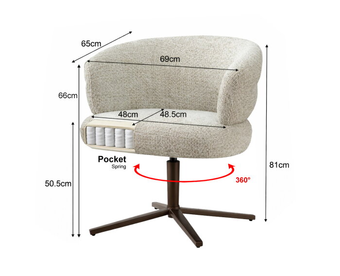 Eetkamerstoel Blake Beige - 69x65x81 cm