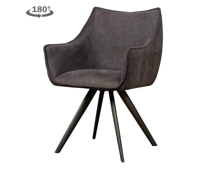 Riviera Armstoel - fabric Brego 18 dark grey (draaibaar)