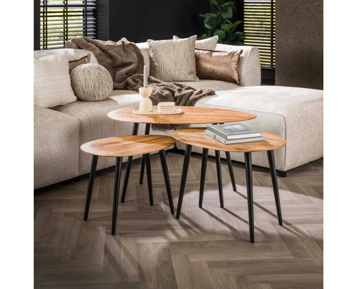 Salontafel set/3 organisch - Massief acacia naturel