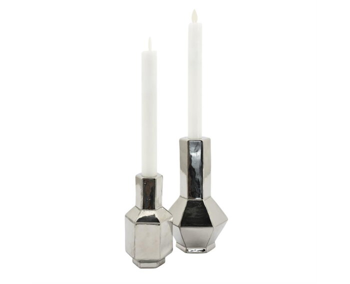 Candle holder Axis small - silver | BY-BOO