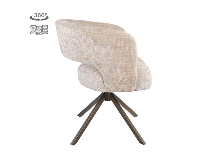 Tower Living Mura eetkamerstoel draaibaar - Cremona 14 beige - Anodic brown