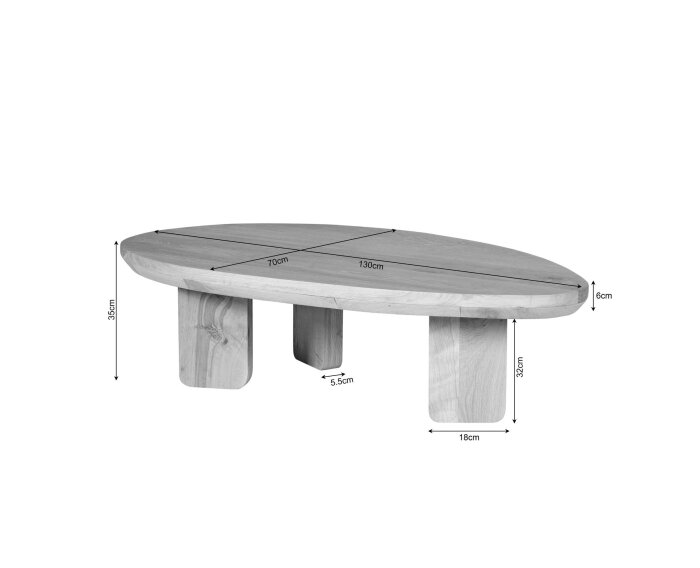 Salontafel Zillah | 130 cm | Naturel Eiken