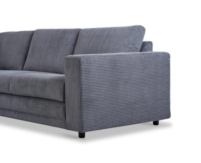 Hoekbank Livaro Antraciet - Zoom 21 Ribstof &ndash; Ottomane links &ndash; 261x204 cm