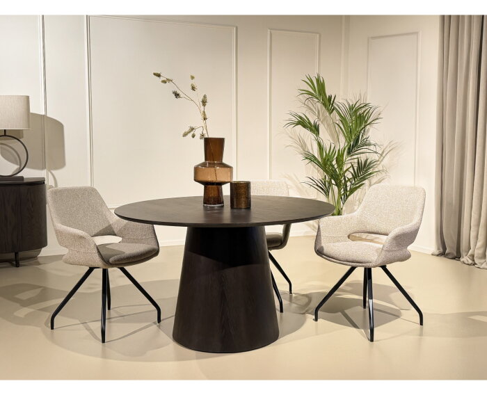 Eettafel Novero rond eiken Espresso 130x130x76 cm