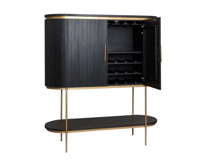 Barkast Rivello mangohout 135x45x150 cm – Black Olive & Brass