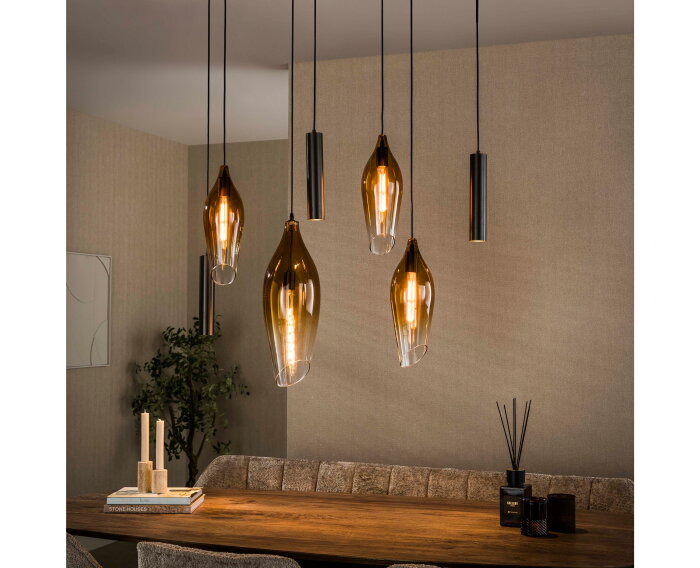 Hanglamp Cocoon Pendel 4+3L - Sienna bruin-shaded