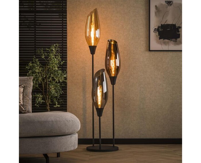 Vloerlamp cocoon XL mix glass - Zwart