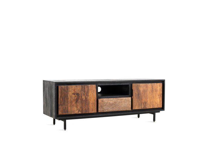 TV-meubel Anayah gerecycled hout 140 cm - zwart