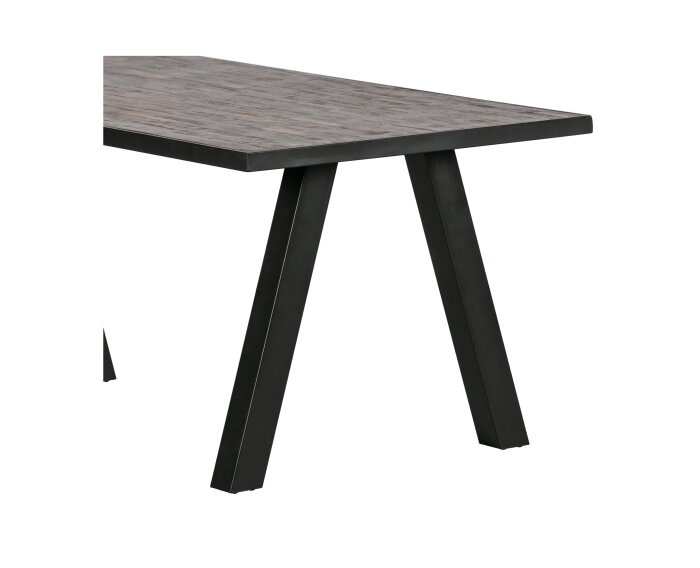 Combi-tablo: Tafelblad Teak/metaal 220x90 & Utrecht Poot - WOOOD