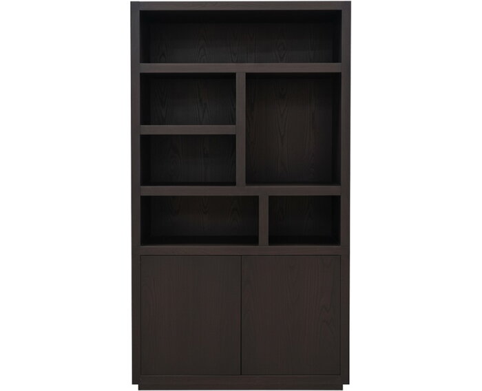 Tampere boekenkast 120 met 3 deuren en 6 open vakken, Intense Black - Oak Collection
