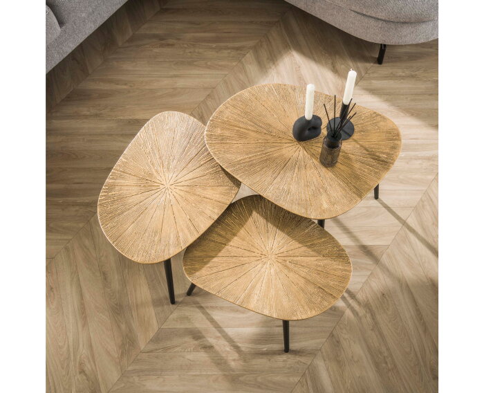 Salontafel Aurelia set van 3 vierhoekig metaal - goud