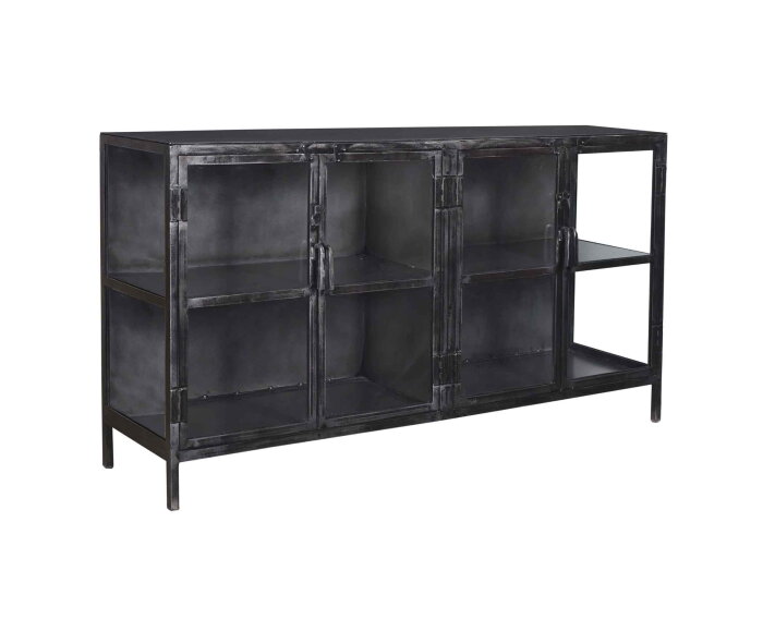 Dressoir Rift metal 4 deuren - Gun metal
