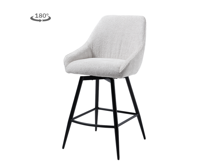 Trino Barstoel - fabric Trenza 04 white (draaibaar)
