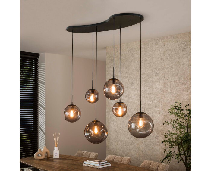 Hanglamp 6L Stellar black series - Artic zwart