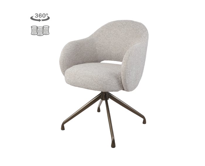Tower Living eetkamerstoel Porto draaibaar Anodic - Toro 25 cream