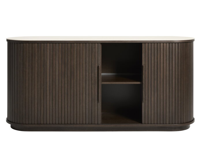 Dressoir Enna 165 cm - dark espresso eiken - travertin keramiek