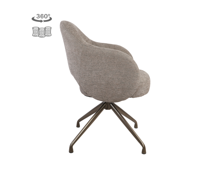 Tower Living eetkamerstoel Porto draaibaar Anodic - Toro 45 mocca