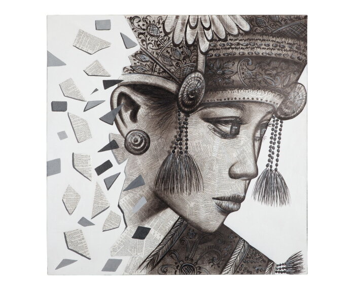 Wall Art Balinese Girl Ketut,100x100 cm, Painting on canvas