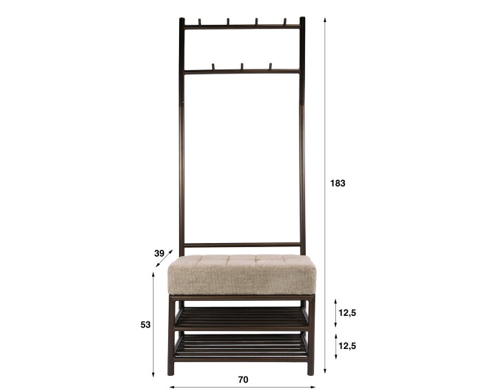 Garderobebank Luno 70 - Drift brown