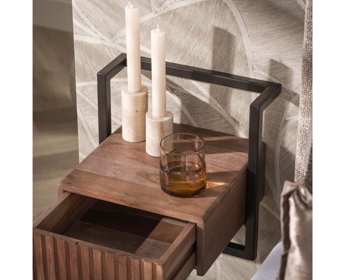 Nachtkastje Carve Air XS 1L - Massief acacia bruin
