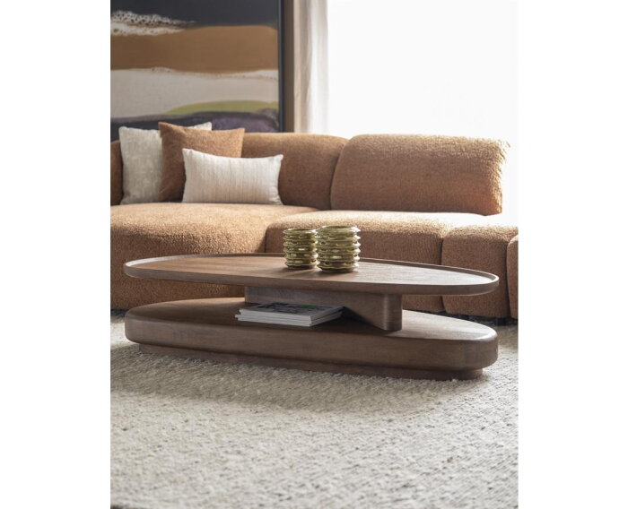 Eleonora Salontafel Nino organisch 140x65cm - bruin - Japandi