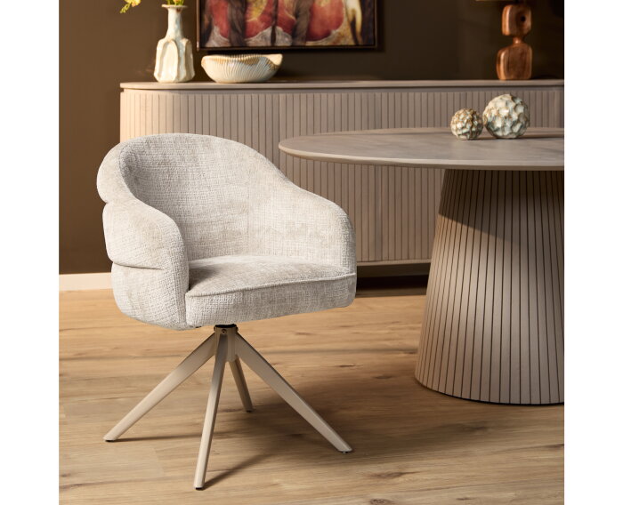 Eetkamerstoel Bella | Off White | Poot Sand | Met armleuning